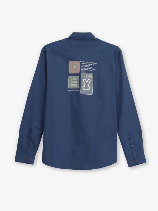 FRIO cotton plain navy shirt