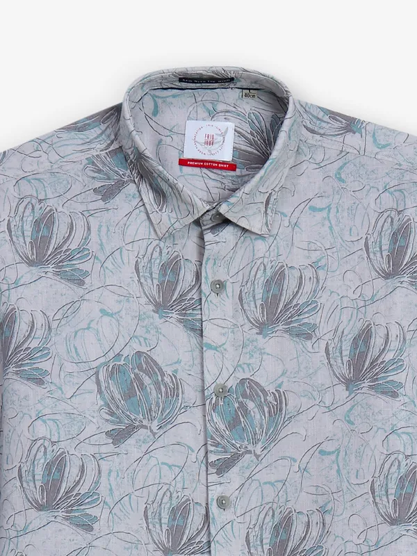 FRIO cotton printed blue shirt