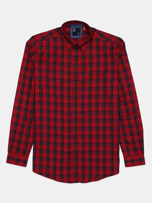 Frio cotton red checked casual shirt