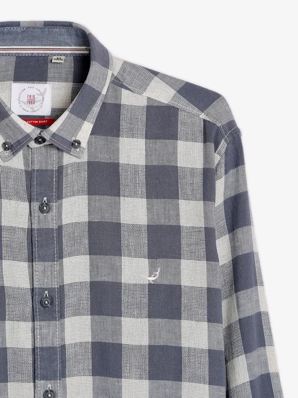 Frio grey checks shirt with full sleeve