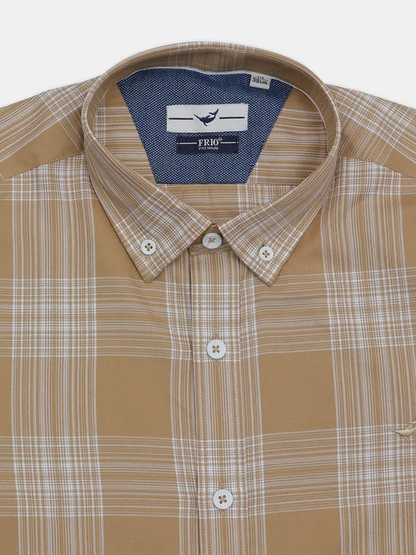 Frio khaki color checked cotton hue shirt