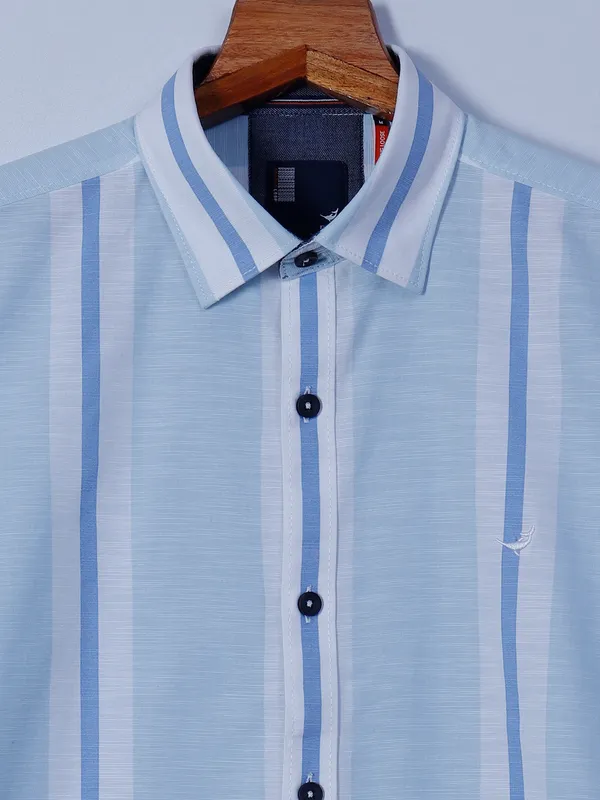 Frio light blue cotton stripe shirt