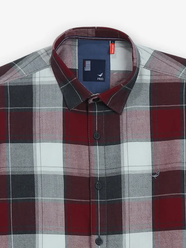 FRIO maroon checks cotton shirt