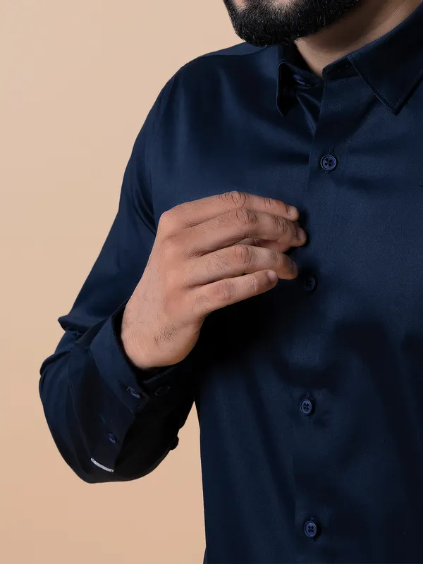 Frio navy cotton full sleeves shirt