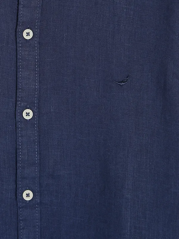 Frio navy plain linen shirt