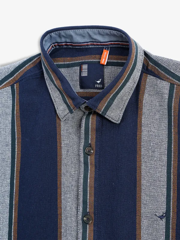 FRIO navy stripe casual shirt