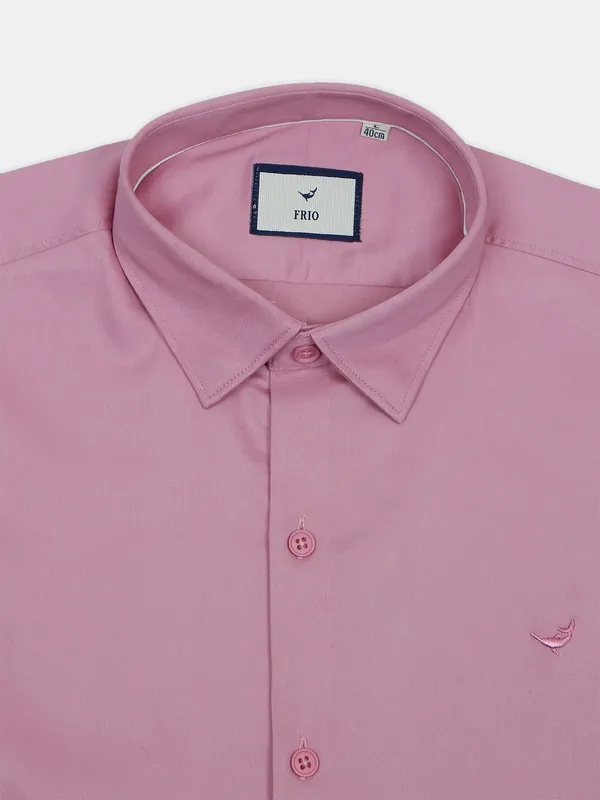 Frio pink plain cotton shirt