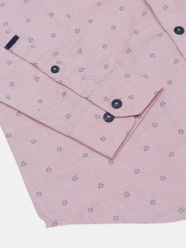 Frio pink printed cotton hue casual shirt