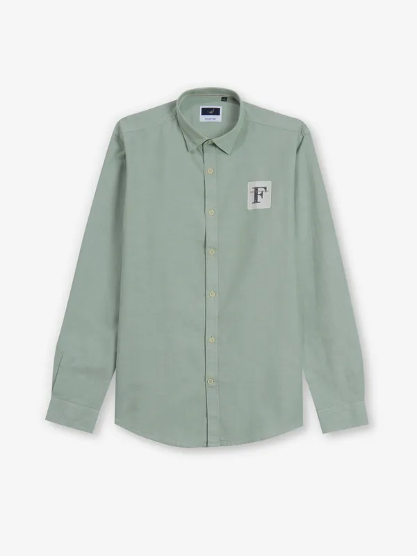 FRIO pista green cotton plain shirt