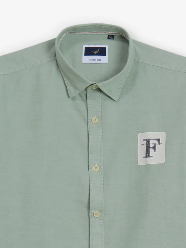 FRIO pista green cotton plain shirt