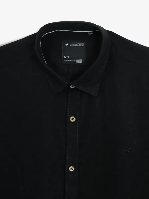 FRIO plain black cotton shirt