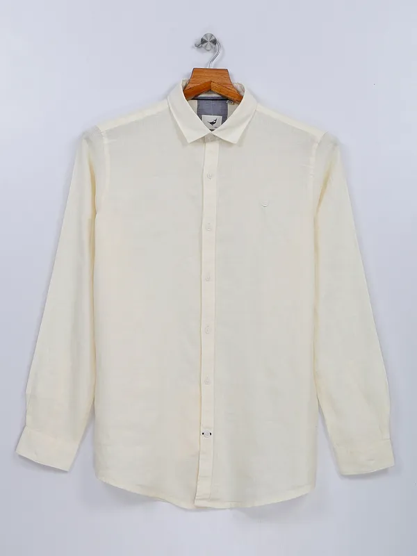 Frio plain linen cream shirt