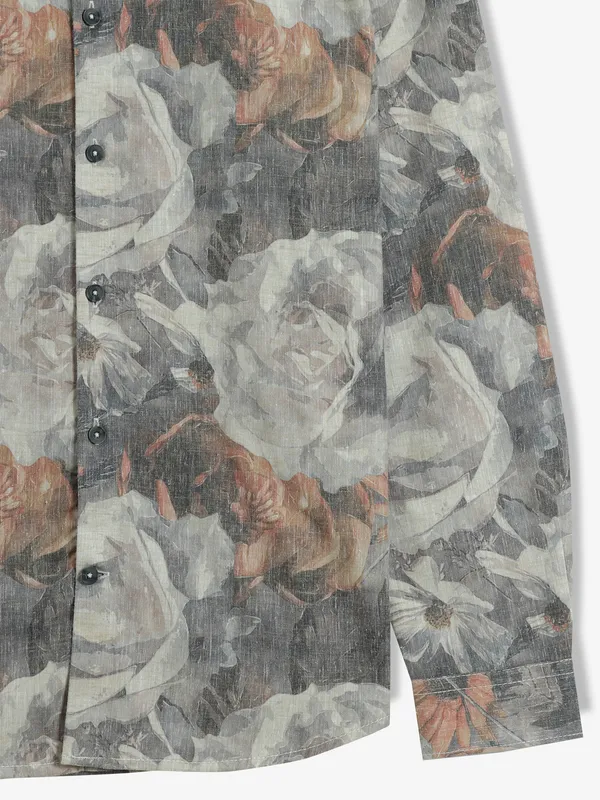 FRIO printed grey cotton casual shirt