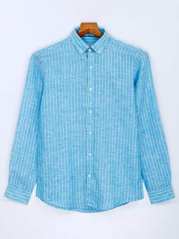 Frio sky blue cotton stripe casual shirt