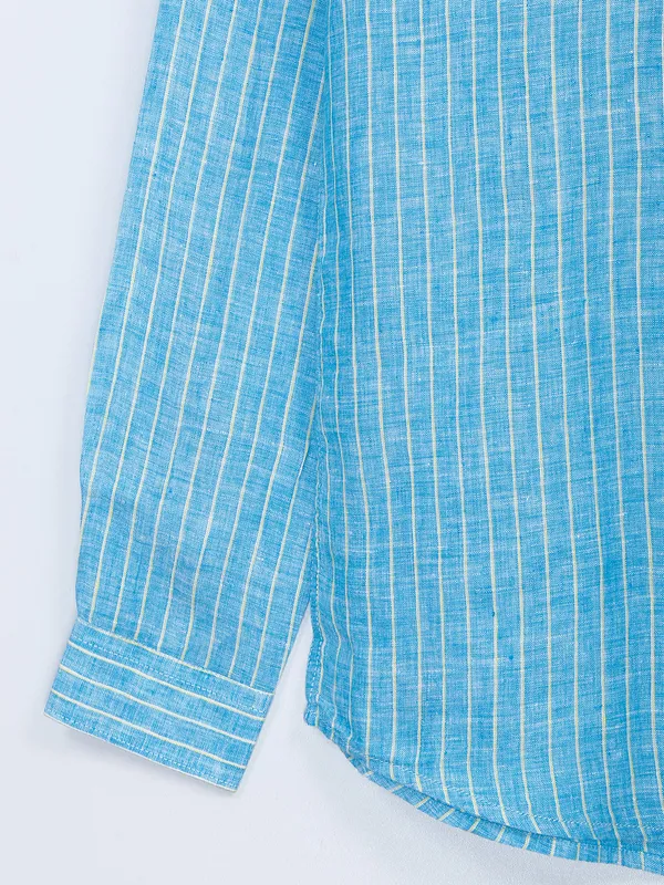 Frio sky blue cotton stripe casual shirt