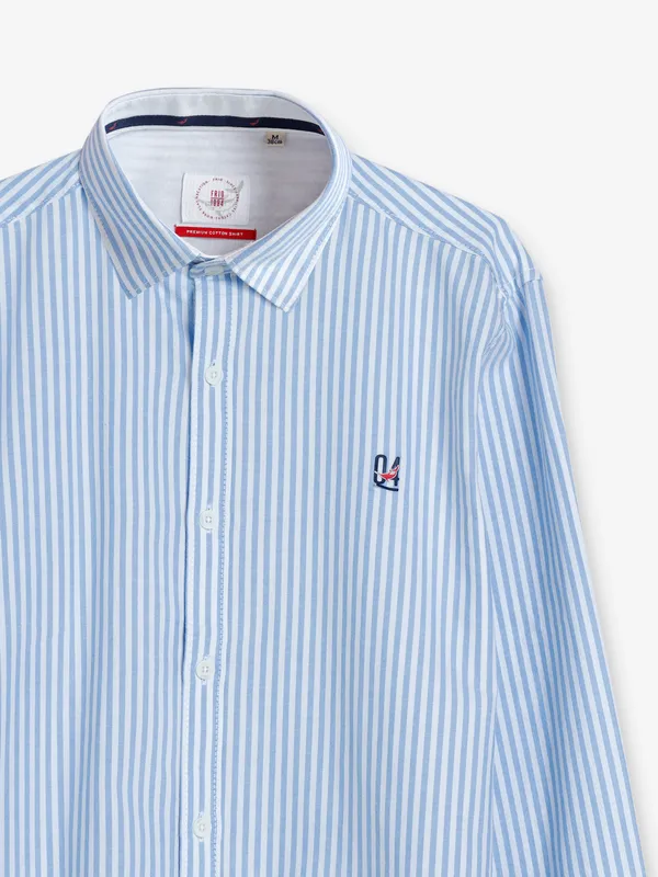 Frio sky blue cotton stripe shirt