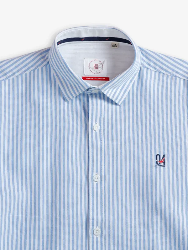 Frio sky blue cotton stripe shirt