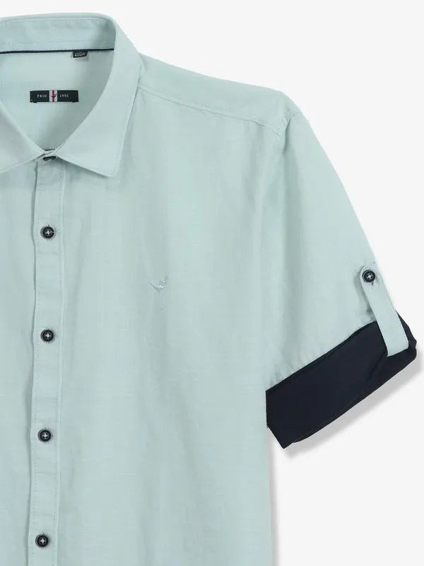 FRIO sky blue plain cotton shirt