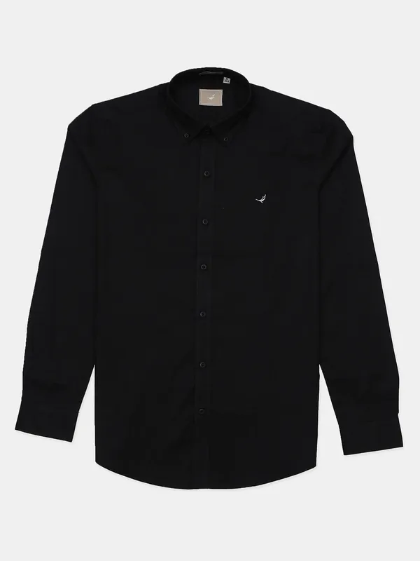 Frio slim fit black cotton casual shirt for men