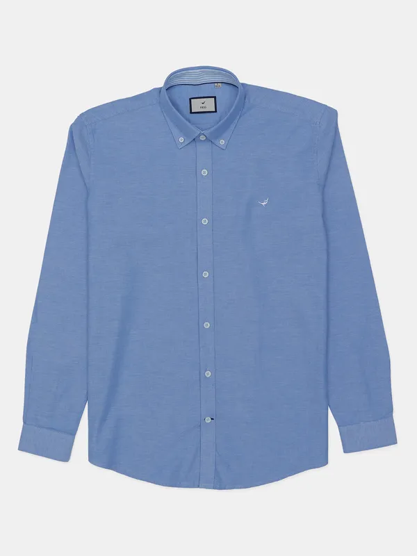 Frio solid baby blue cotton casual shirt