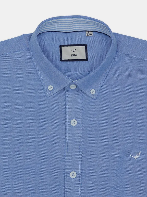 Frio solid baby blue cotton casual shirt