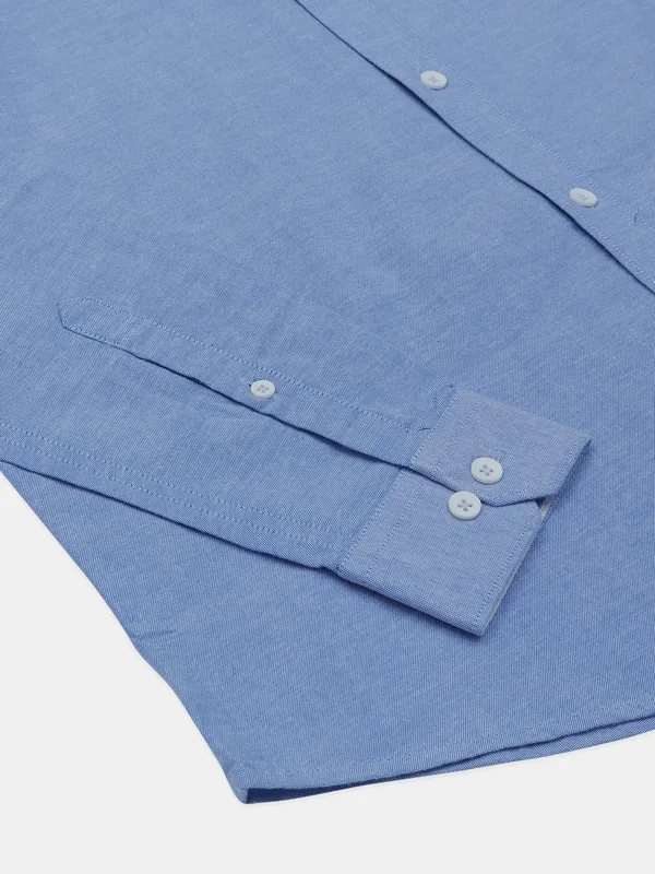 Frio solid baby blue cotton casual shirt