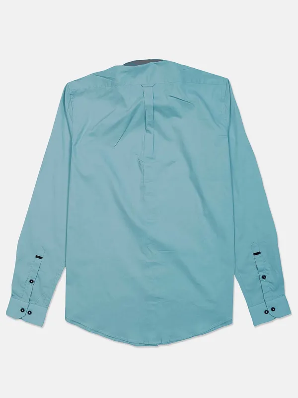 Frio teal green solid cotton shirt