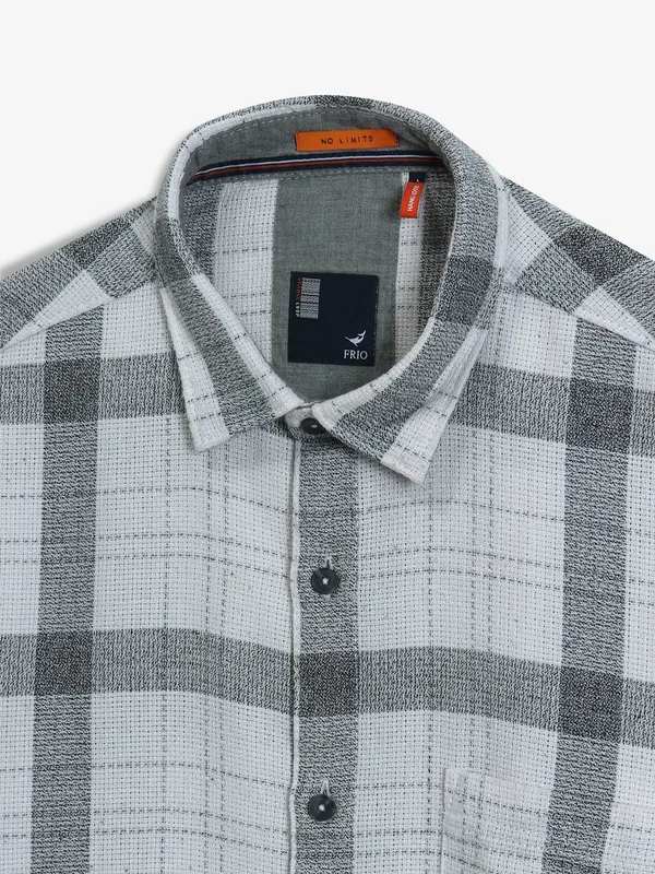 FRIO white and grey checks cotton shirt