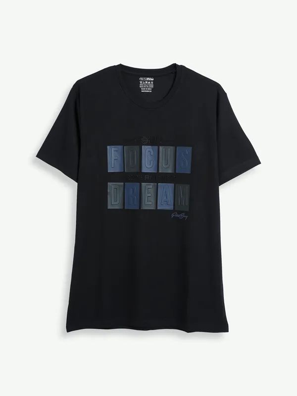 Fritzberg black half sleeves cotton t shirt