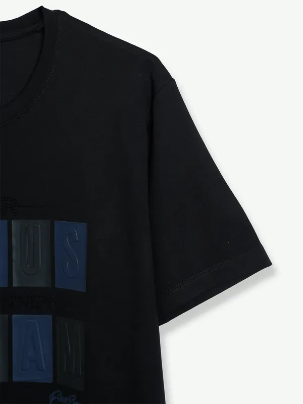 Fritzberg black half sleeves cotton t shirt
