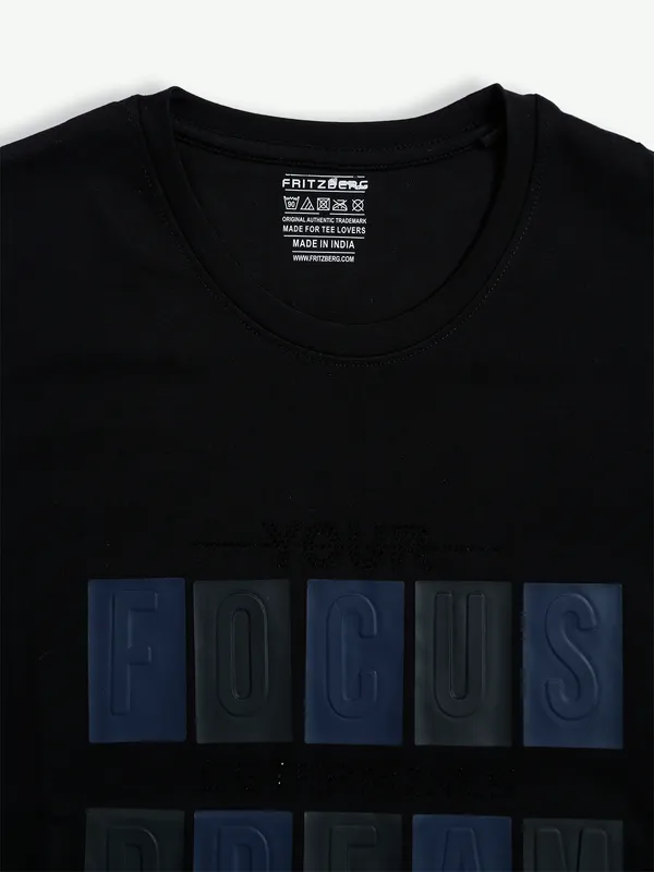 Fritzberg black half sleeves cotton t shirt