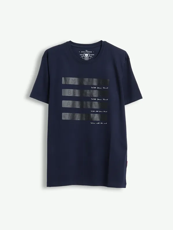 Fritzberg navy half sleeves printed t shirt