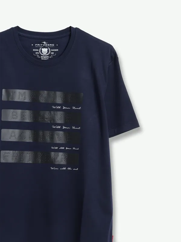 Fritzberg navy half sleeves printed t shirt