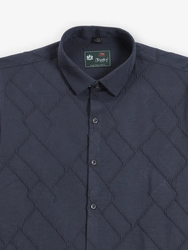 Black texture silk party wear shirt