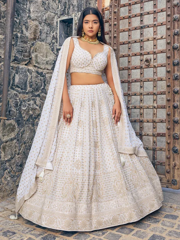 Fusion white georgette lehenga choli