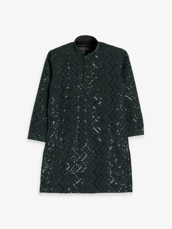 Georgette dark green kurta suit