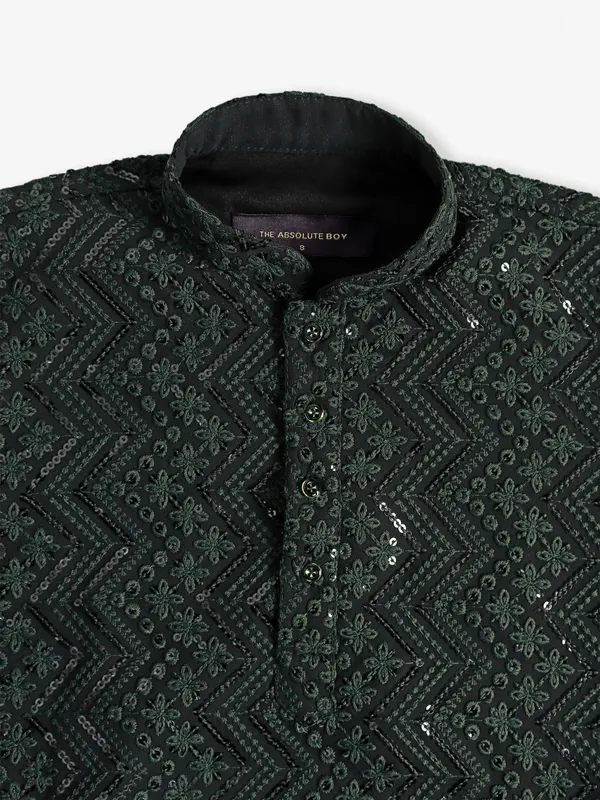 Georgette dark green kurta suit