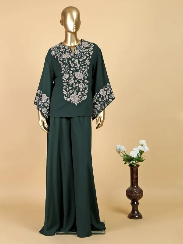 Georgette dark green palazzo suit