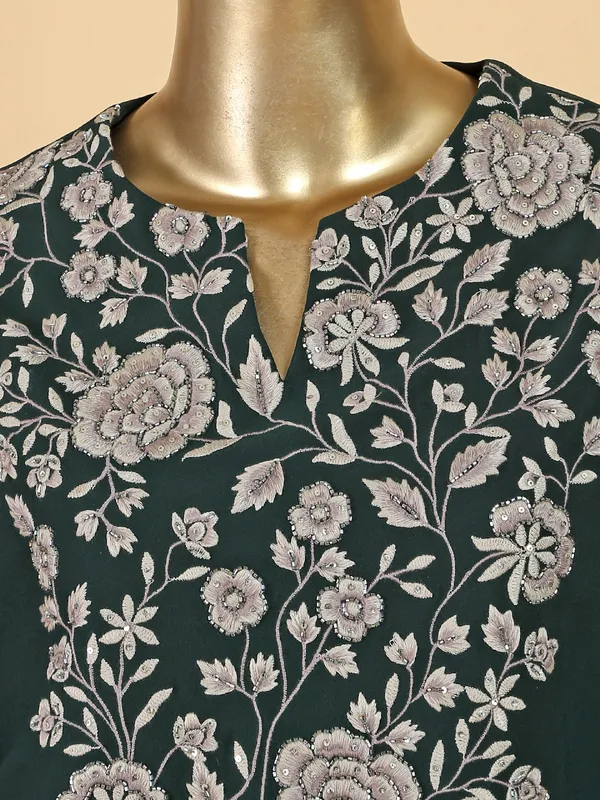 Georgette dark green palazzo suit
