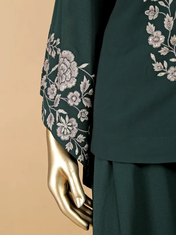 Georgette dark green palazzo suit