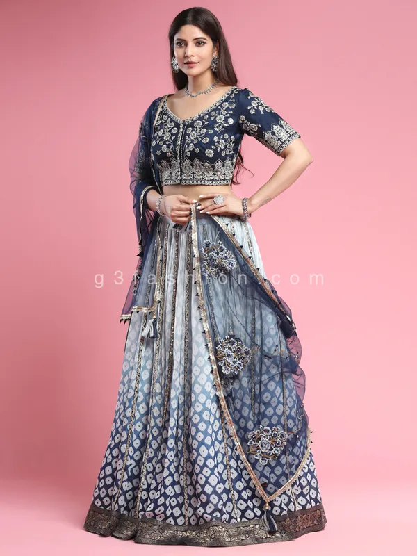 Georgette designer lehenga choli for wedding in blue