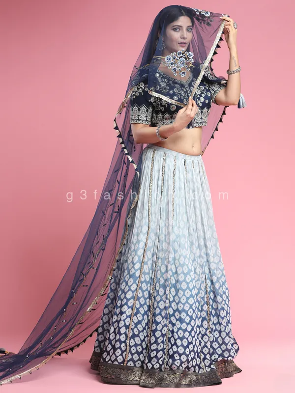 Georgette designer lehenga choli for wedding in blue