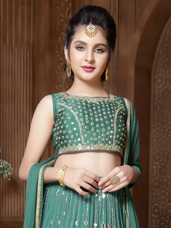 Georgette lehenga choli in green shaded