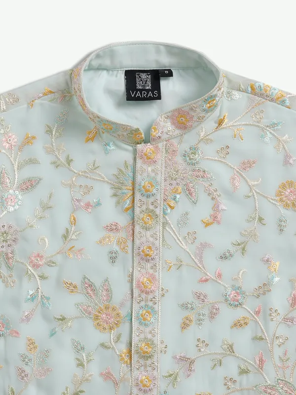 Georgette mint green embroidery kurta suit