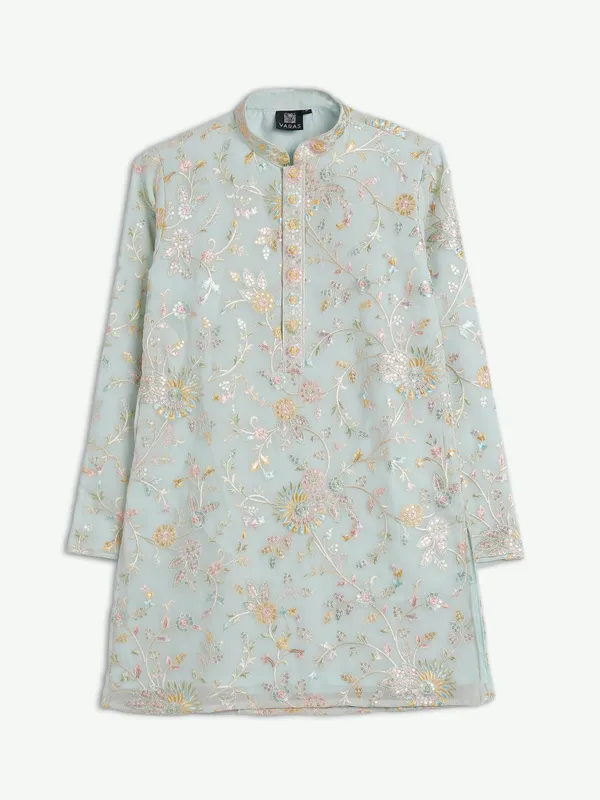 Georgette mint green embroidery kurta suit