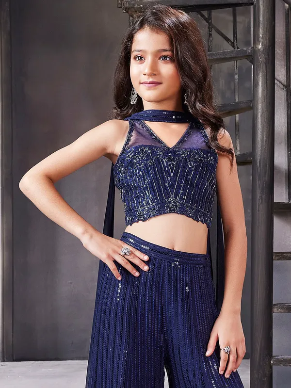 Georgette navy palazzo suit for girls