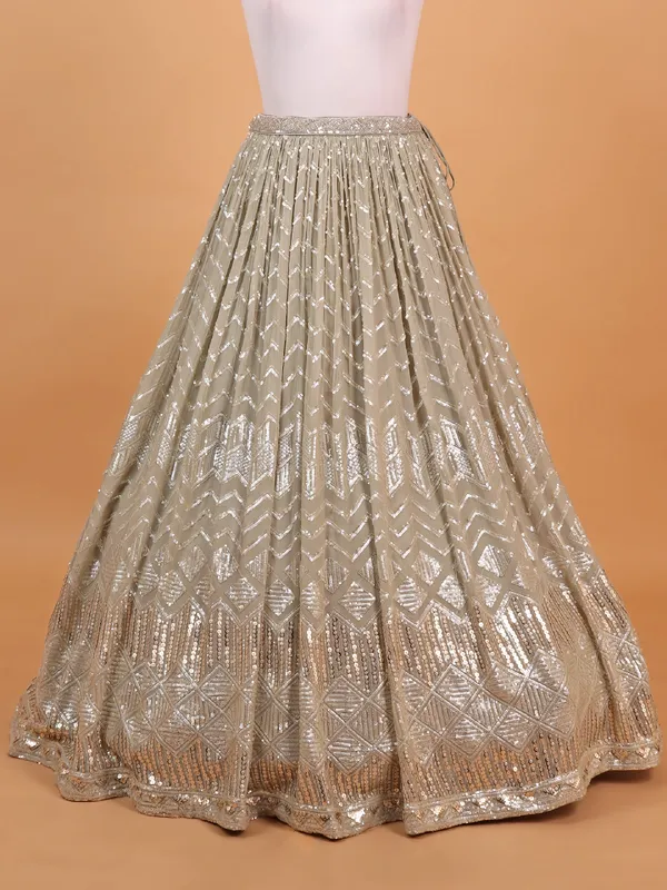 Georgette off white lehenga choli for reception