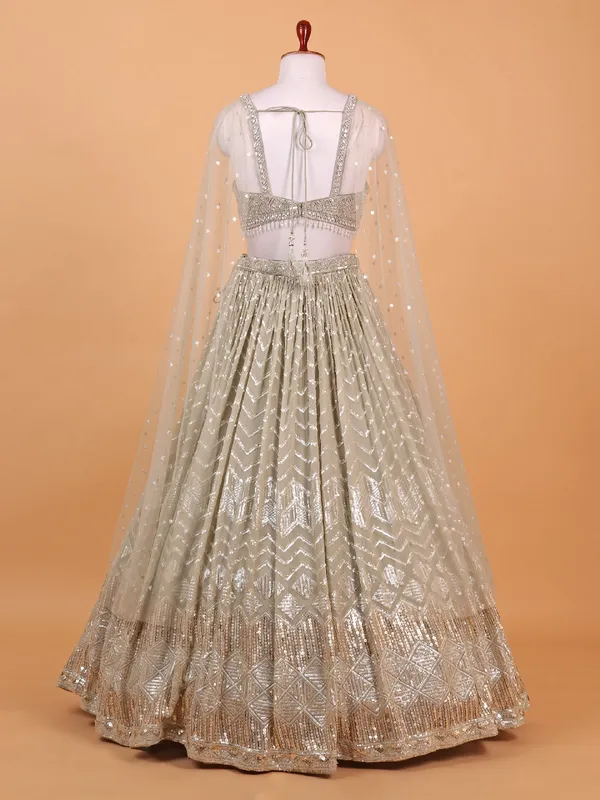 Georgette off white lehenga choli for reception