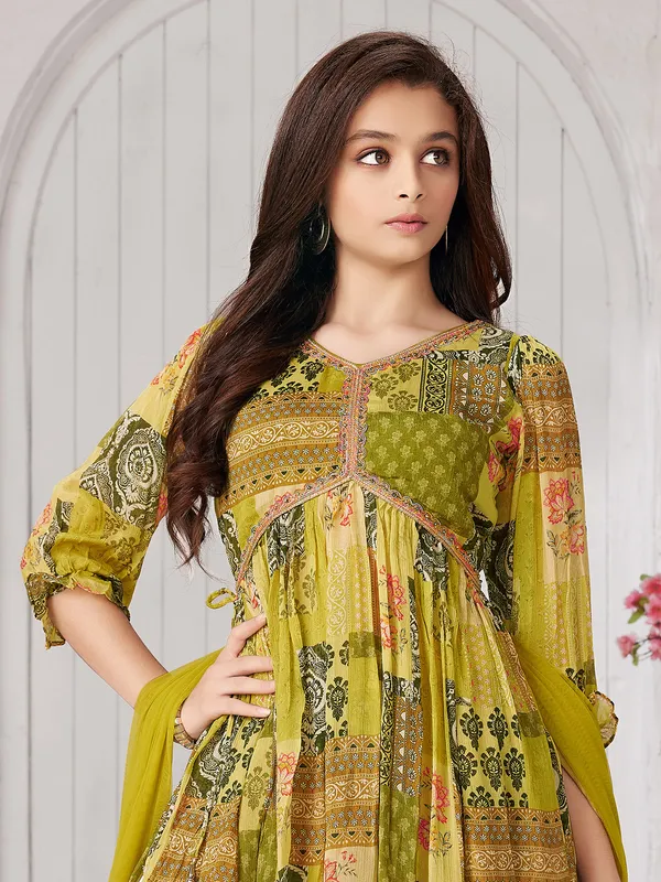 Georgette olive alia cut palazzo set