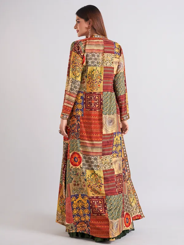 Georgette olive anarkali salwar suit